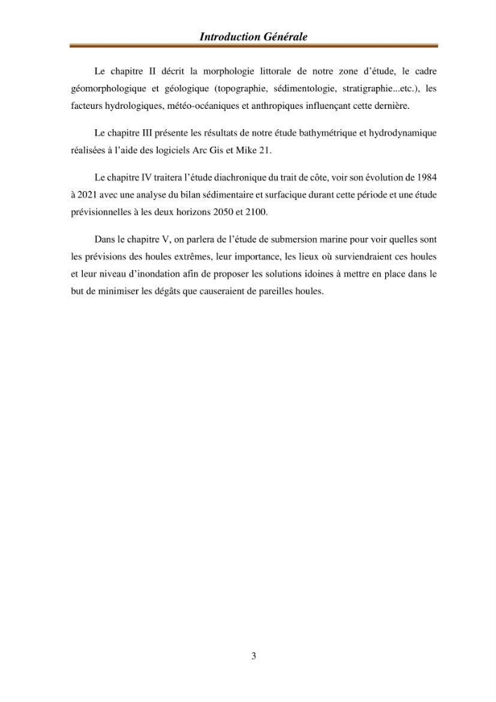 l\'évaluation des impacts des changement climatiques et de activités anthropiques sur l\'évaluation de la partie du golfe bejaia: