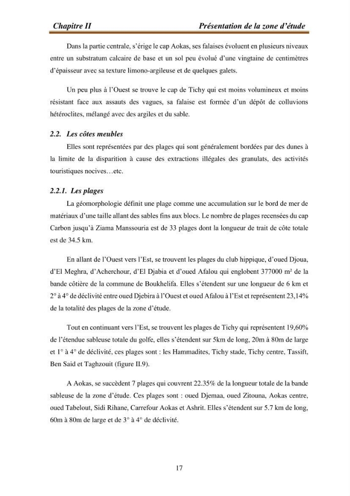 l\'évaluation des impacts des changement climatiques et de activités anthropiques sur l\'évaluation de la partie du golfe bejaia: