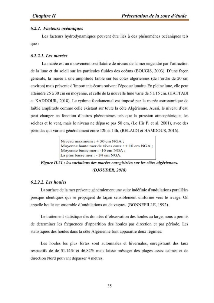 l\'évaluation des impacts des changement climatiques et de activités anthropiques sur l\'évaluation de la partie du golfe bejaia: