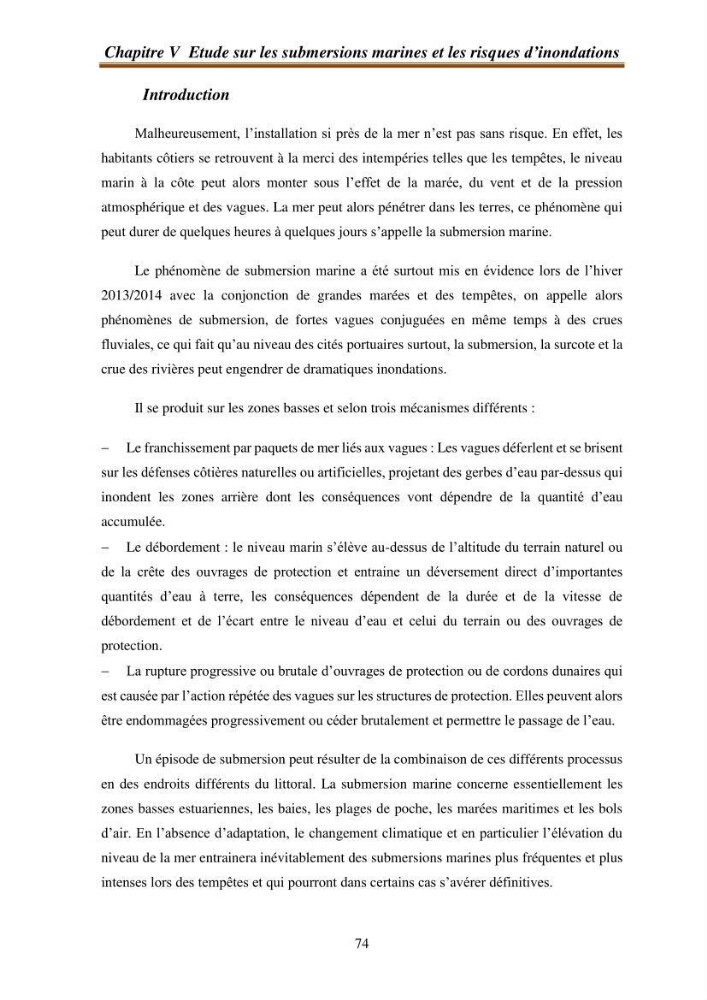 l\'évaluation des impacts des changement climatiques et de activités anthropiques sur l\'évaluation de la partie du golfe bejaia: