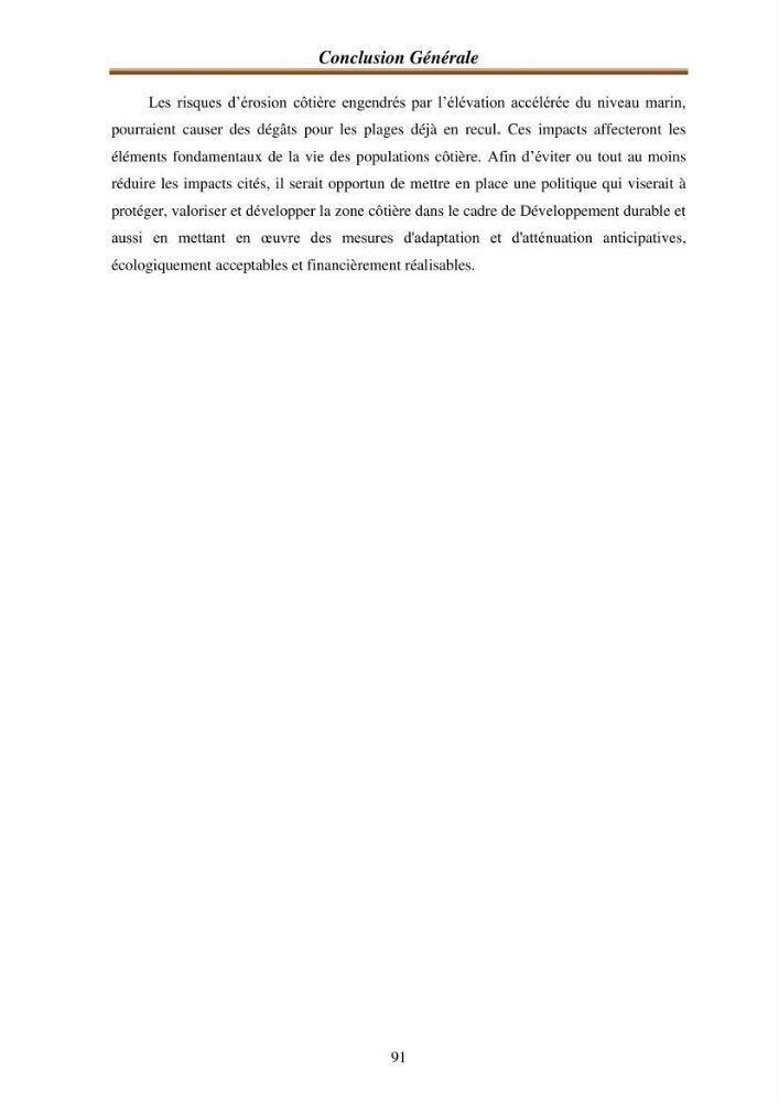l\'évaluation des impacts des changement climatiques et de activités anthropiques sur l\'évaluation de la partie du golfe bejaia: