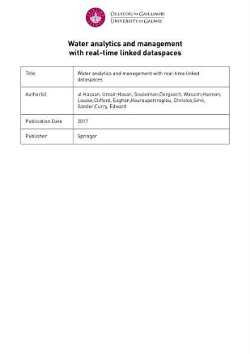 Water analytics and management with real-time linked dataspaces Water analytics and management with real-time linked dataspaces