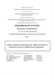Analyse comparée des paramètres de vitalité de l'herbier à Posidonia oceanica (L) Delile de la côte algérienne