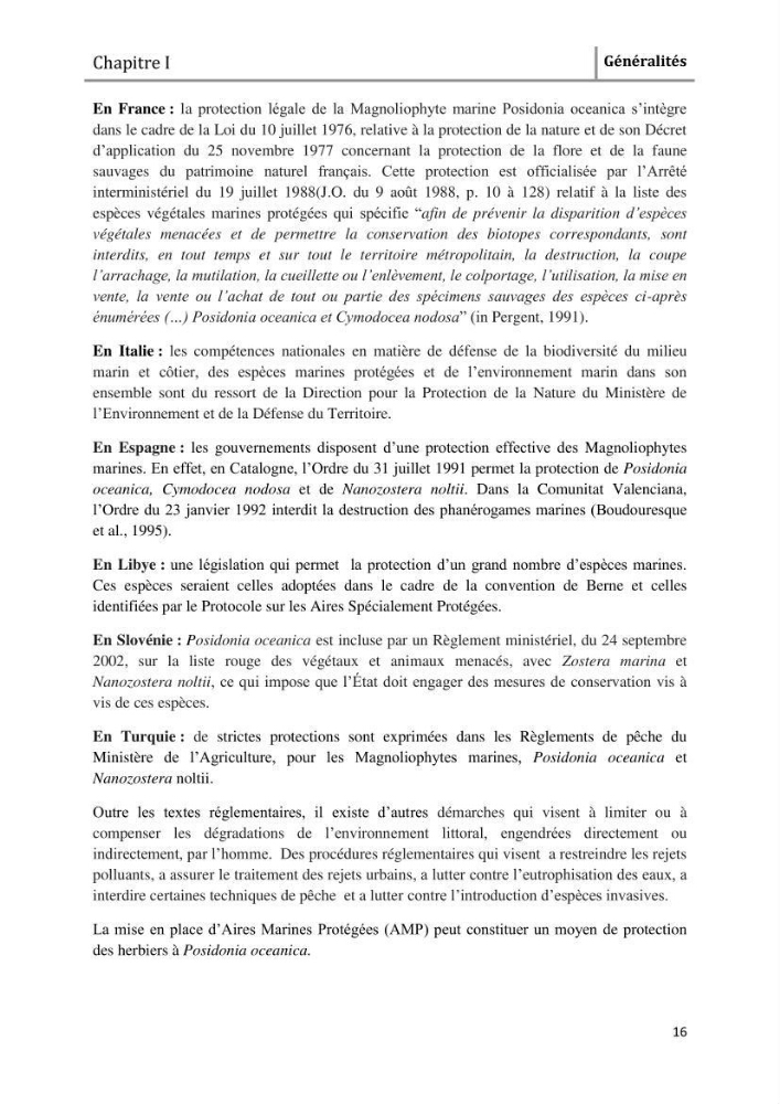 Analyse comparée des paramètres de vitalité de l\'herbier à Posidonia oceanica (L) Delile de la côte algérienne
