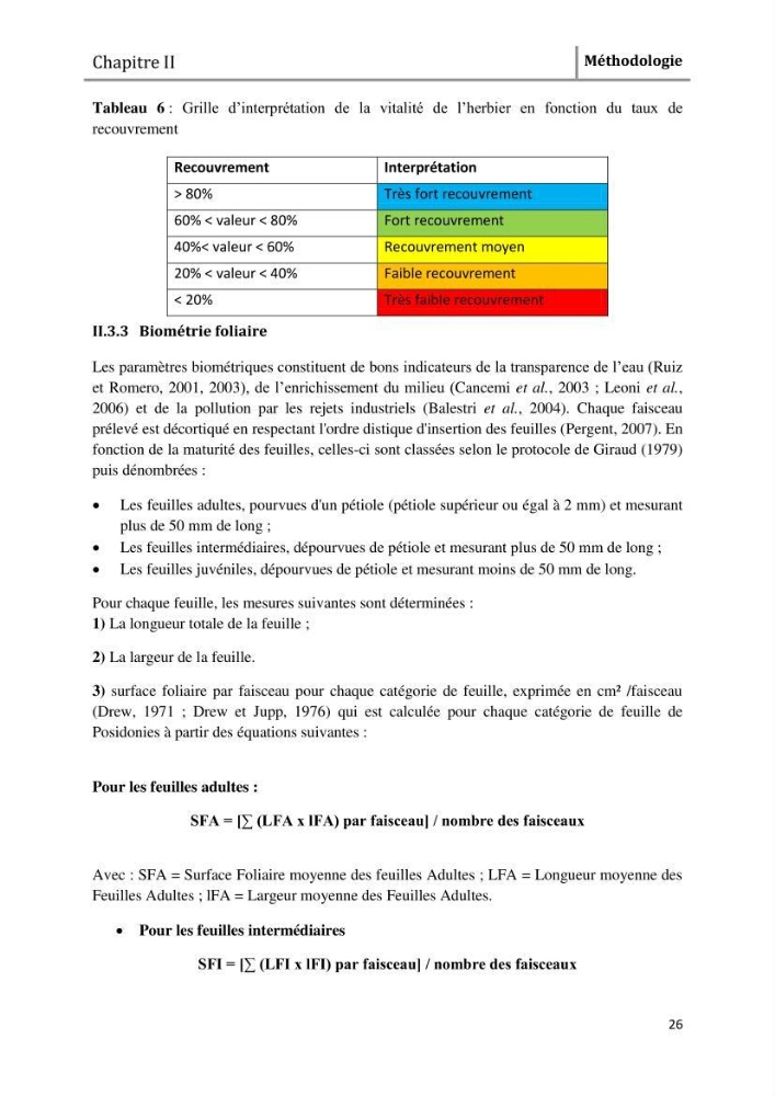 Analyse comparée des paramètres de vitalité de l\'herbier à Posidonia oceanica (L) Delile de la côte algérienne