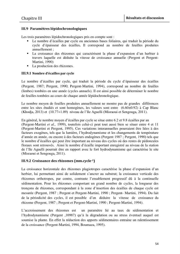 Analyse comparée des paramètres de vitalité de l\'herbier à Posidonia oceanica (L) Delile de la côte algérienne