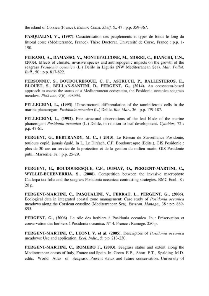 Analyse comparée des paramètres de vitalité de l\'herbier à Posidonia oceanica (L) Delile de la côte algérienne