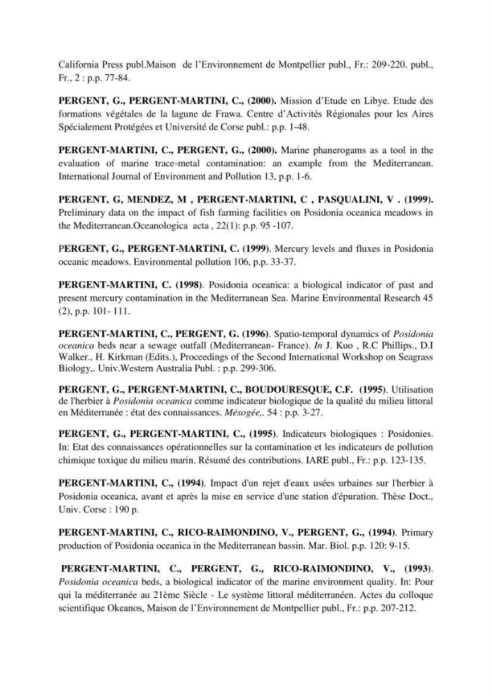 Analyse comparée des paramètres de vitalité de l\'herbier à Posidonia oceanica (L) Delile de la côte algérienne