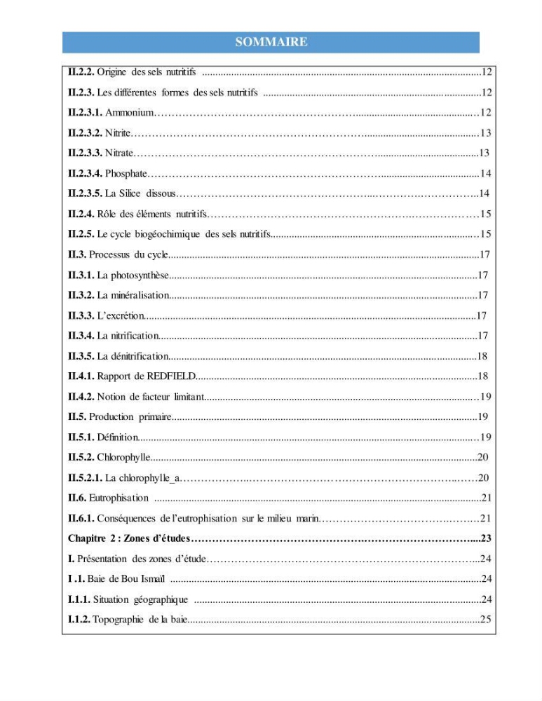 Suivi des paramètres physico-chimiques et des sels nutritifs dans la côte Algéroise