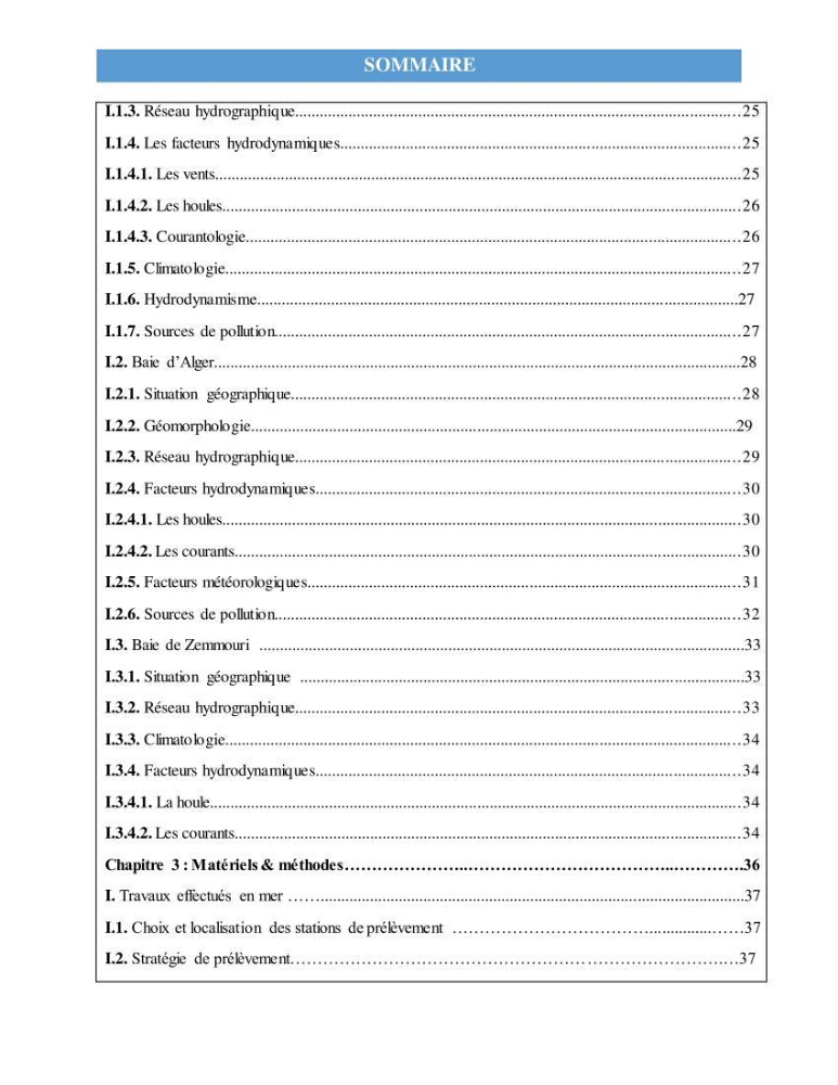 Suivi des paramètres physico-chimiques et des sels nutritifs dans la côte Algéroise
