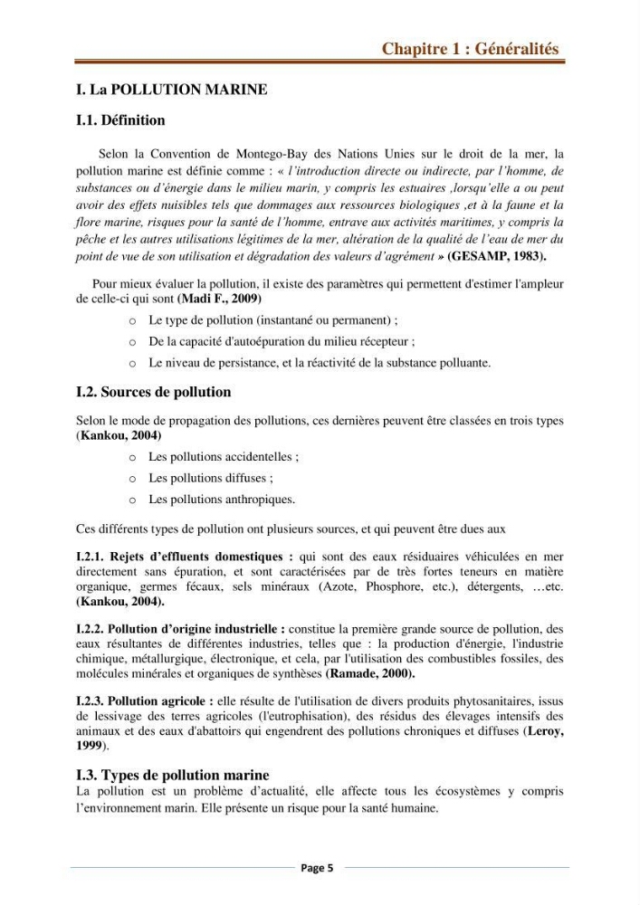 Suivi des paramètres physico-chimiques et des sels nutritifs dans la côte Algéroise