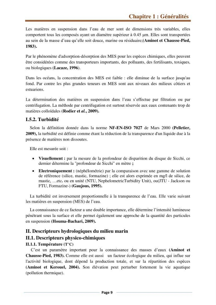 Suivi des paramètres physico-chimiques et des sels nutritifs dans la côte Algéroise