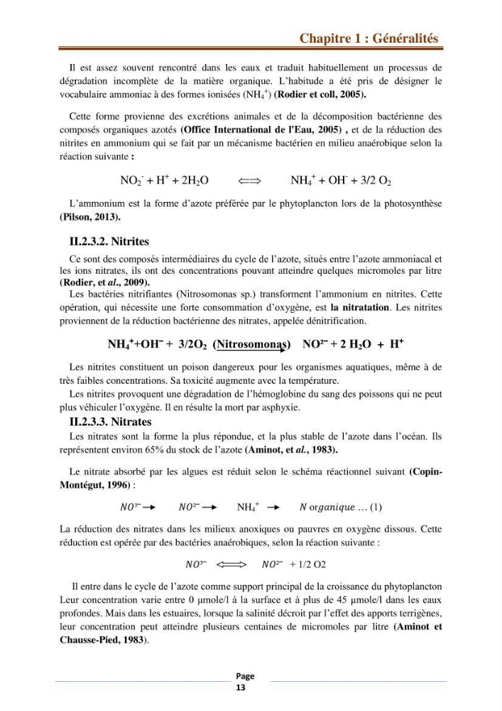 Suivi des paramètres physico-chimiques et des sels nutritifs dans la côte Algéroise