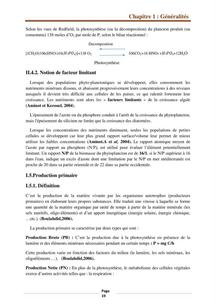 Suivi des paramètres physico-chimiques et des sels nutritifs dans la côte Algéroise