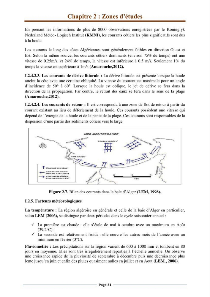 Suivi des paramètres physico-chimiques et des sels nutritifs dans la côte Algéroise