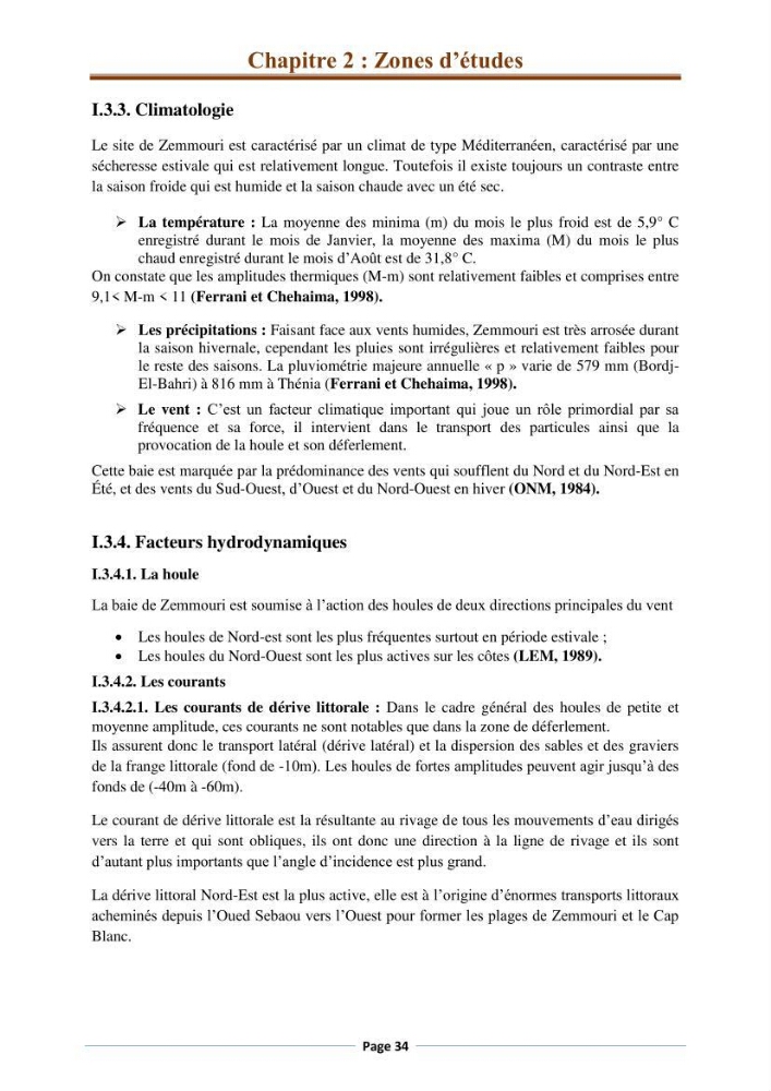 Suivi des paramètres physico-chimiques et des sels nutritifs dans la côte Algéroise