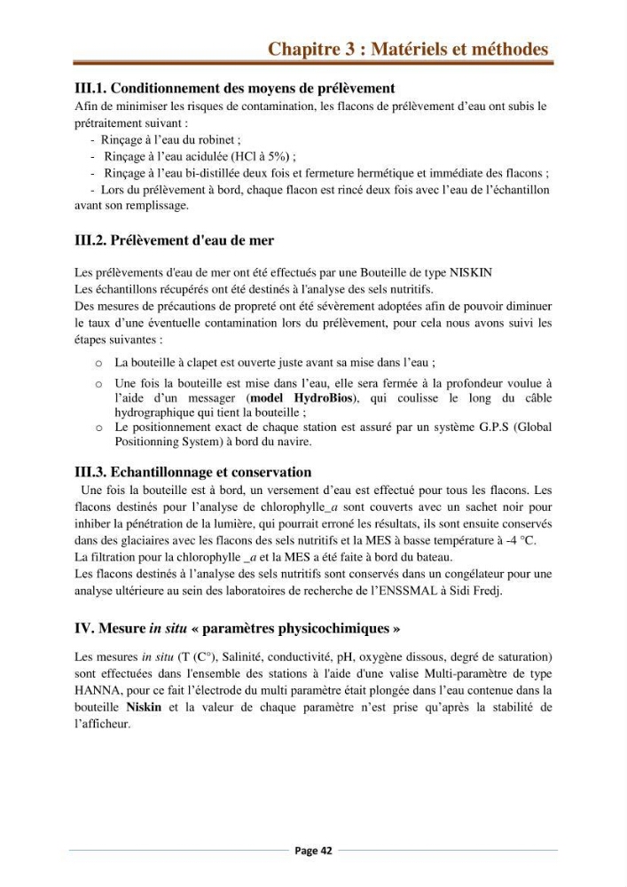 Suivi des paramètres physico-chimiques et des sels nutritifs dans la côte Algéroise