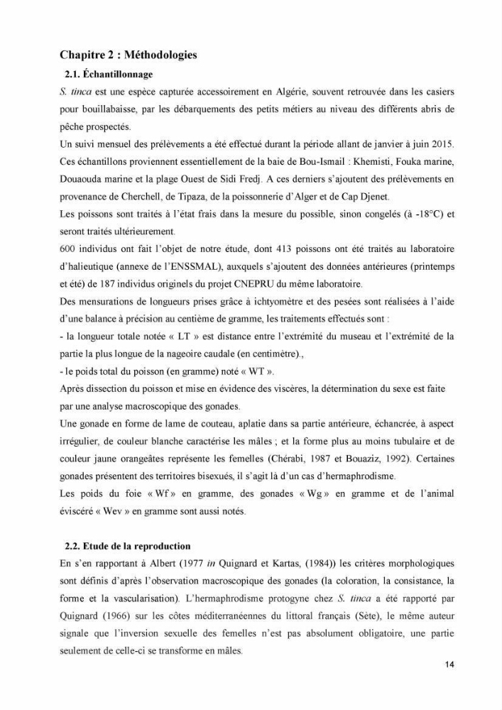 Contribution à l\'étude de la production et de la croissance de Symphodus tinca( Linnaeus, 1758).: dans la région centre Algérienne