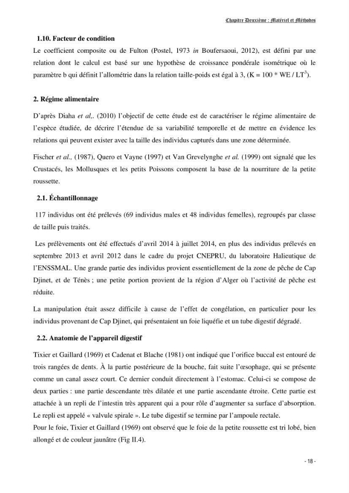 Contribution à la biologie de Scyliorhinus canicula ( Elasmobranches, Scyliorhinidae) dans la région d\'Alger