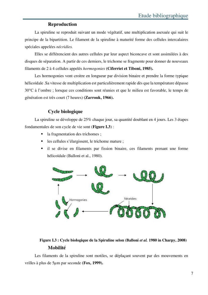 Production de la spiruline (Arthrospira platensis) avec divers milieux de culture