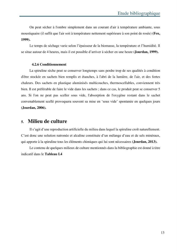 Production de la spiruline (Arthrospira platensis) avec divers milieux de culture
