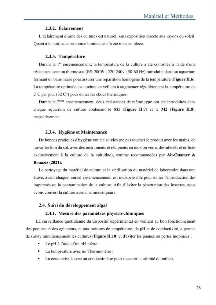 Production de la spiruline (Arthrospira platensis) avec divers milieux de culture
