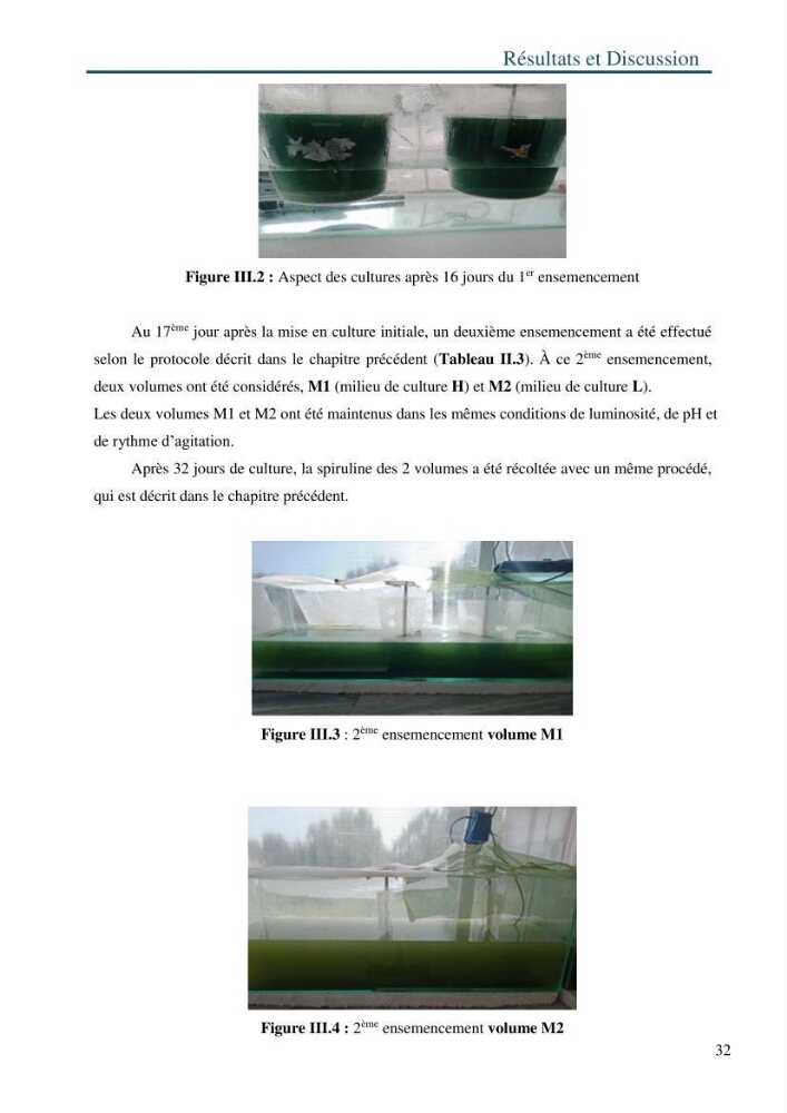 Production de la spiruline (Arthrospira platensis) avec divers milieux de culture