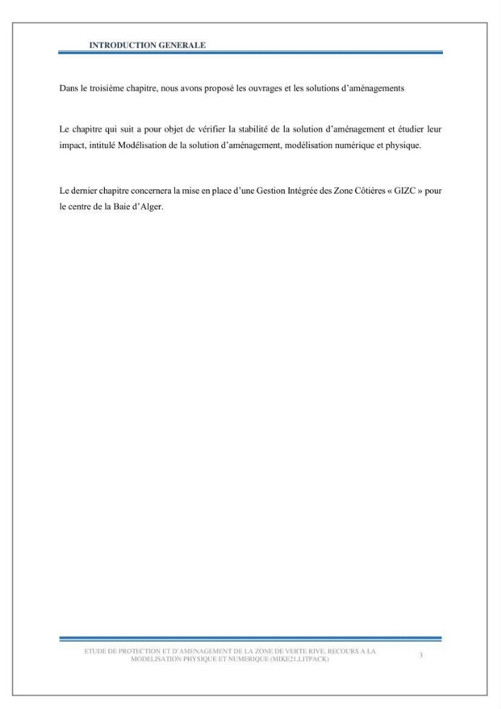 Etude de protection et d\'aménagement de la zone de Verte Rive-Bordj El Kiffan:
