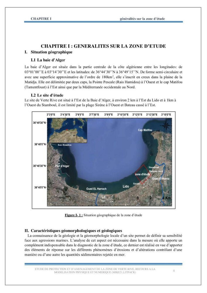 Etude de protection et d\'aménagement de la zone de Verte Rive-Bordj El Kiffan: