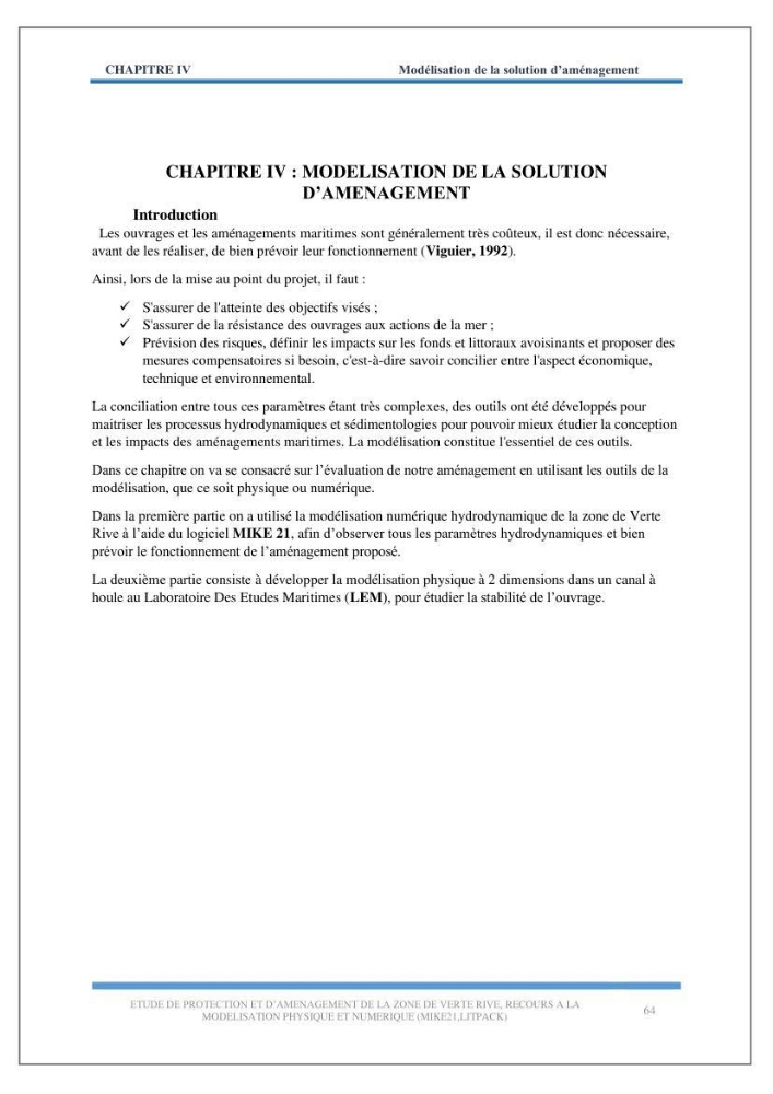 Etude de protection et d\'aménagement de la zone de Verte Rive-Bordj El Kiffan: