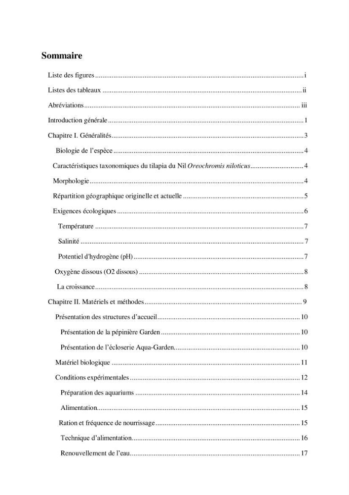Effet de la densité d\'élevage sur les performances de production du tilapia Oreochromis sp dans un milieu contrôlé
