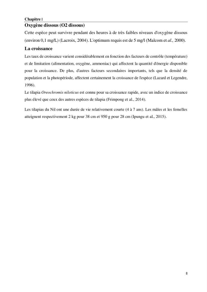 Effet de la densité d\'élevage sur les performances de production du tilapia Oreochromis sp dans un milieu contrôlé
