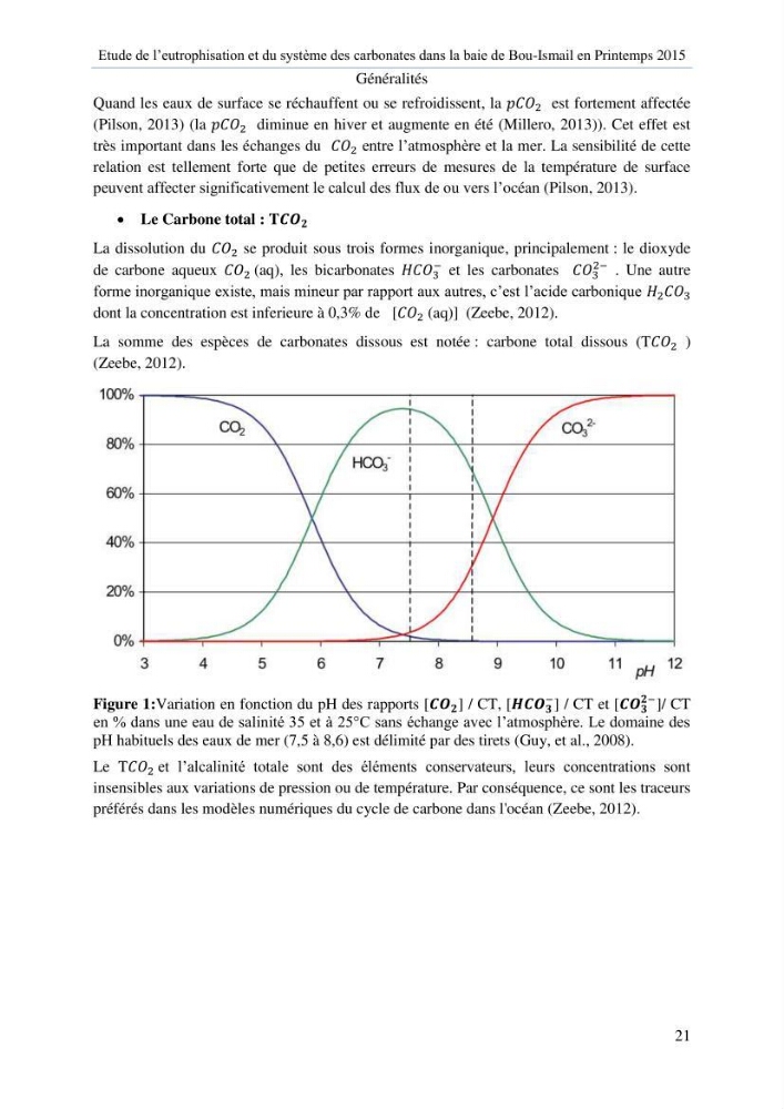 Etude de l\'eutrophisation et du système des carbonates dans la baie de Bou-Ismail en printemps 2015