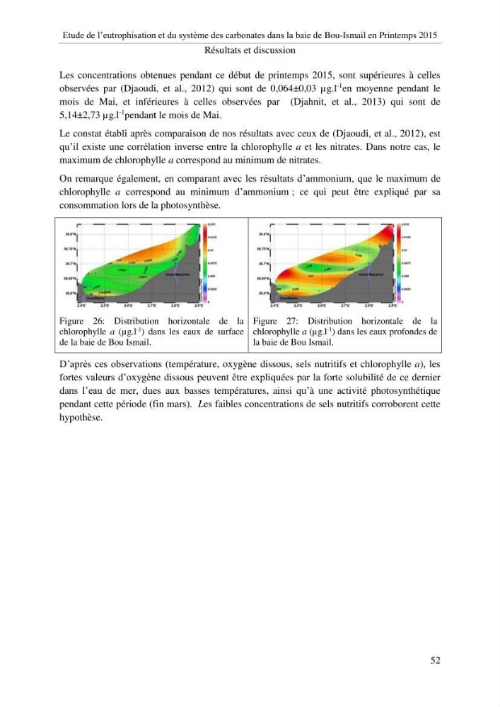 Etude de l\'eutrophisation et du système des carbonates dans la baie de Bou-Ismail en printemps 2015