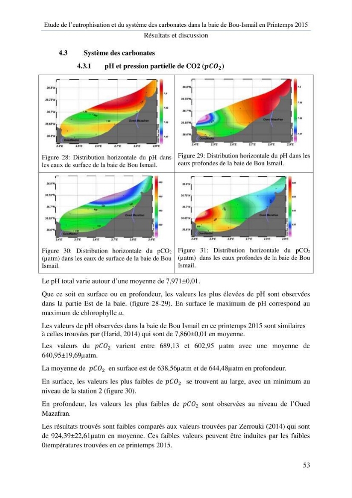 Etude de l\'eutrophisation et du système des carbonates dans la baie de Bou-Ismail en printemps 2015