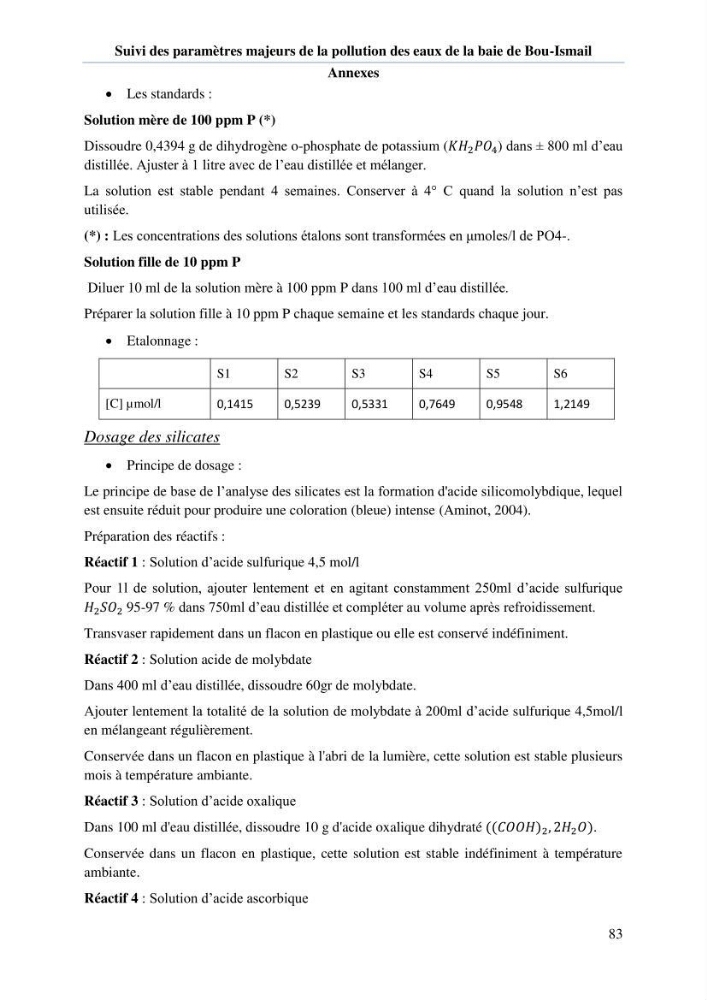Etude de l\'eutrophisation et du système des carbonates dans la baie de Bou-Ismail en printemps 2015