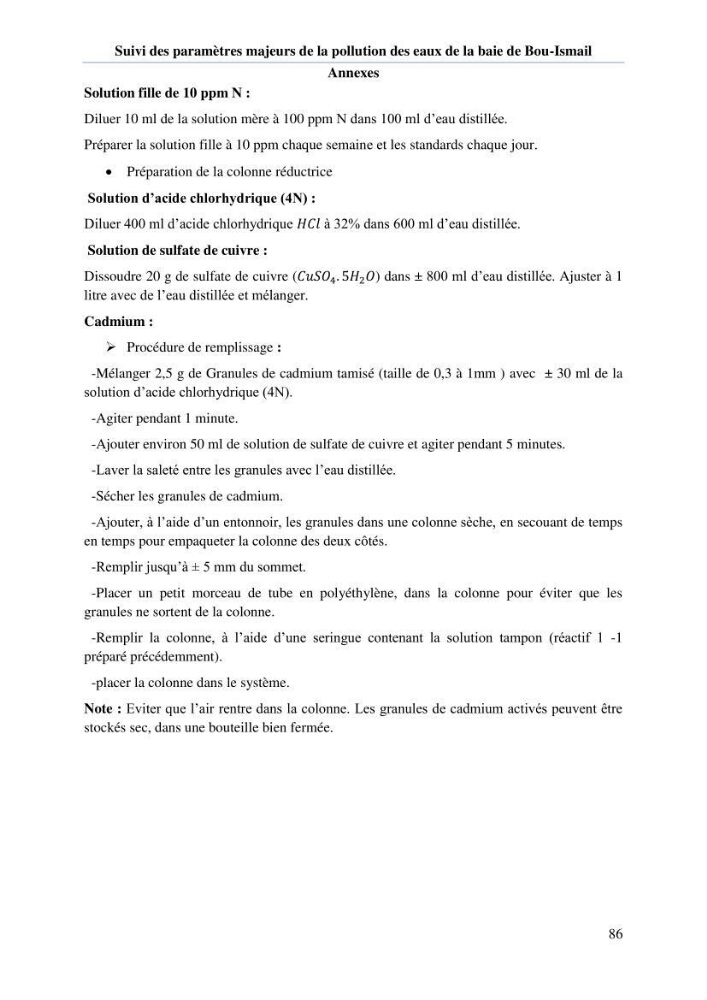 Etude de l\'eutrophisation et du système des carbonates dans la baie de Bou-Ismail en printemps 2015