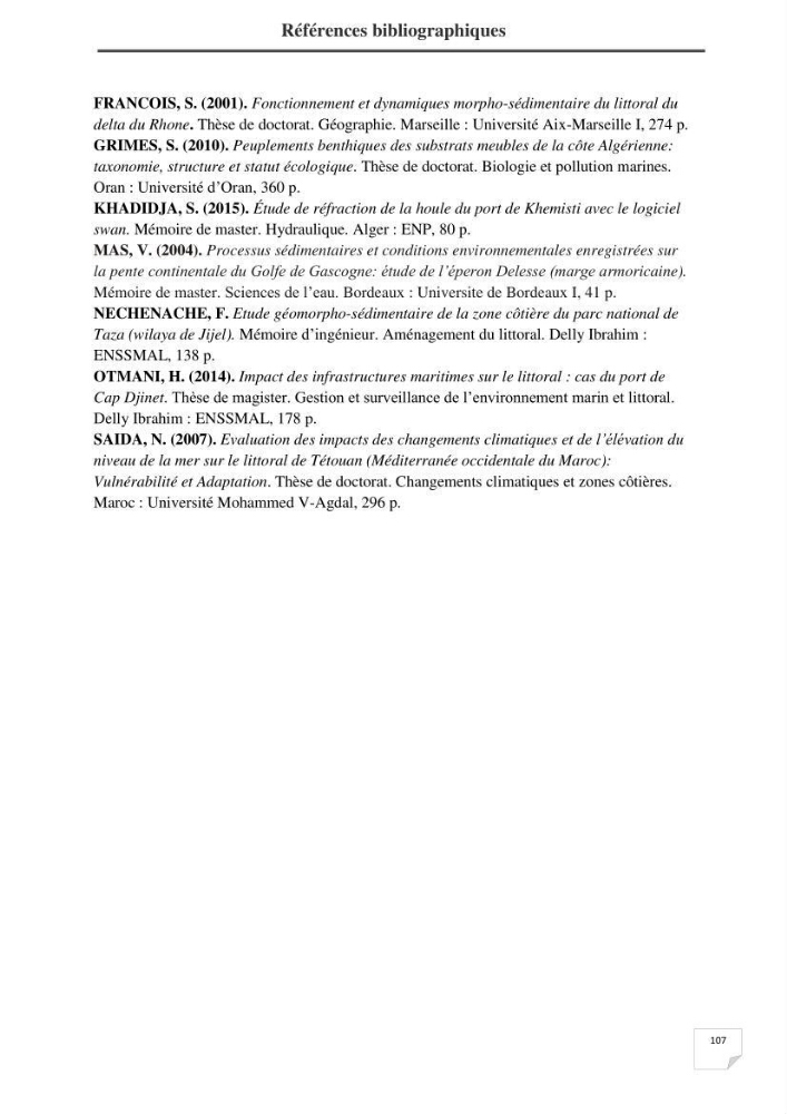 Etude hydrosédimentaire du rivage de Khemisti