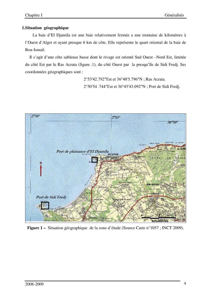 Etude des impacts anthropiques sur le littoral de la baie d\'El Djamila