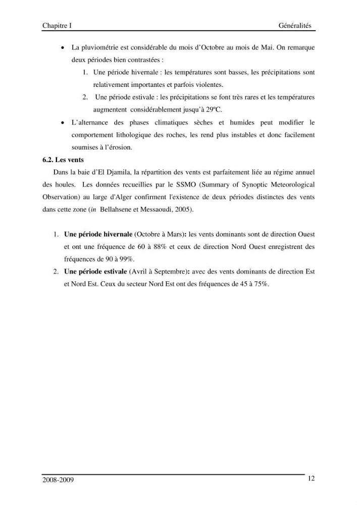 Etude des impacts anthropiques sur le littoral de la baie d\'El Djamila