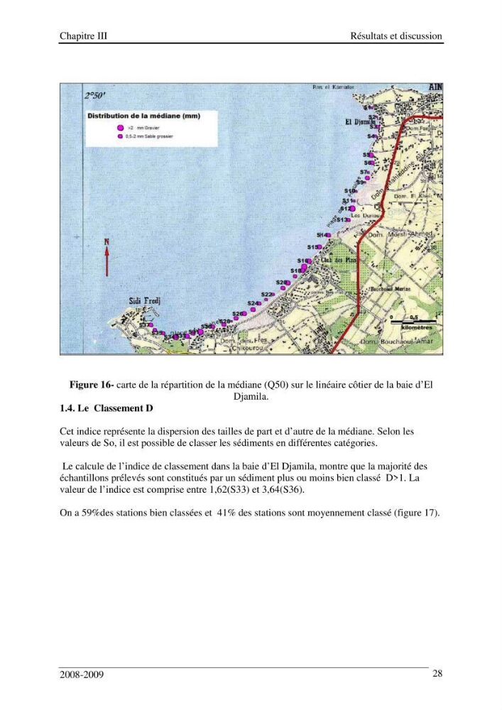 Etude des impacts anthropiques sur le littoral de la baie d\'El Djamila