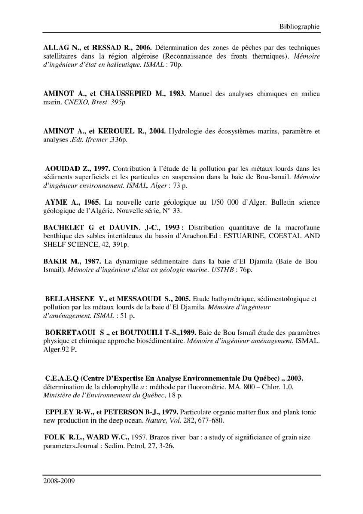 Etude des impacts anthropiques sur le littoral de la baie d\'El Djamila