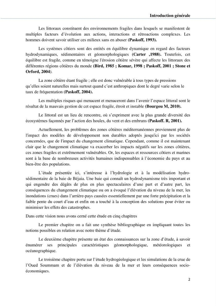 Hydrologie, modélisation hydro-sédimentaire et conception des ouvrages de protection : cas de la baie de Béjaia