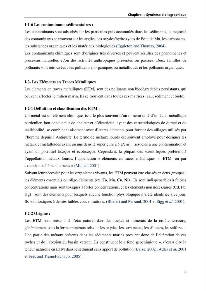 les métaux traces dans les sédiment marins et les espèces démersales de la côte algérienne contribution à l\'évaluation du risque écologique