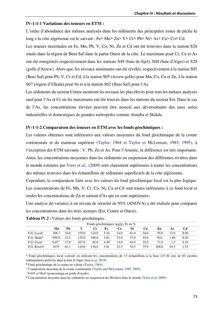 les métaux traces dans les sédiment marins et les espèces démersales de la côte algérienne contribution à l\'évaluation du risque écologique