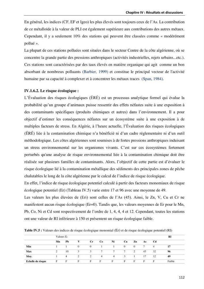 les métaux traces dans les sédiment marins et les espèces démersales de la côte algérienne contribution à l\'évaluation du risque écologique