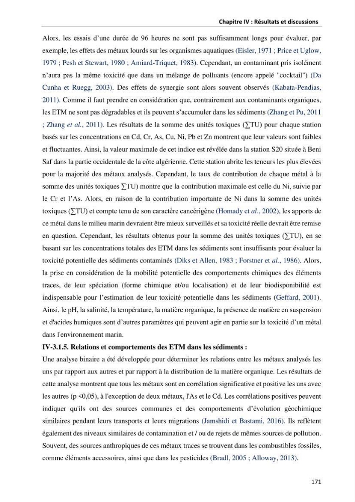 les métaux traces dans les sédiment marins et les espèces démersales de la côte algérienne contribution à l\'évaluation du risque écologique
