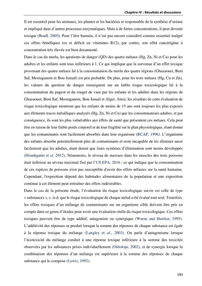 les métaux traces dans les sédiment marins et les espèces démersales de la côte algérienne contribution à l\'évaluation du risque écologique