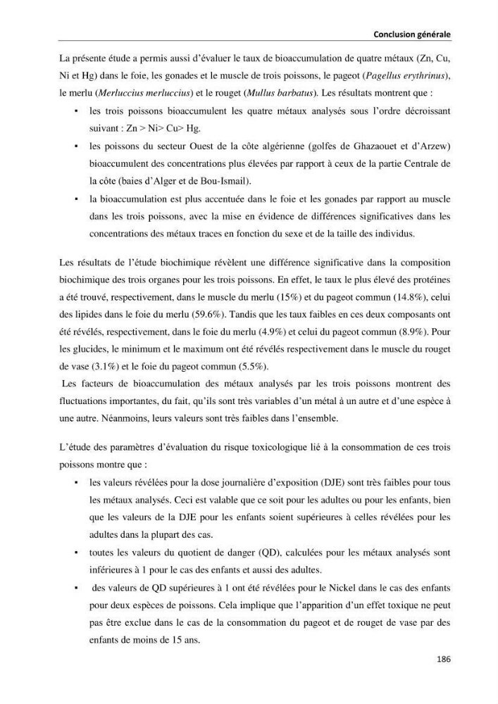 les métaux traces dans les sédiment marins et les espèces démersales de la côte algérienne contribution à l\'évaluation du risque écologique