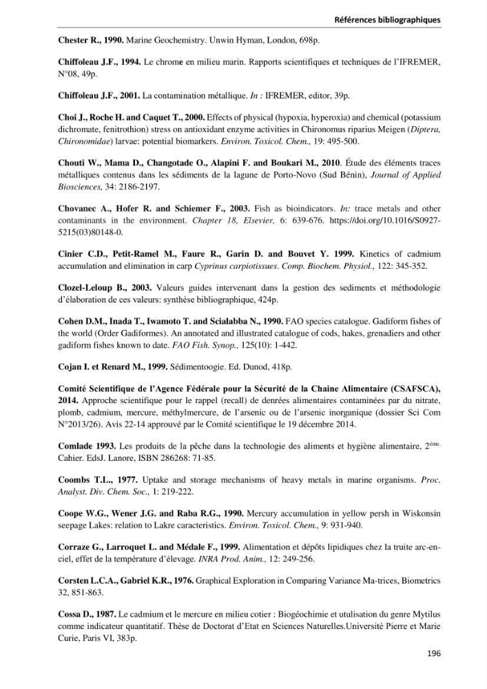 les métaux traces dans les sédiment marins et les espèces démersales de la côte algérienne contribution à l\'évaluation du risque écologique